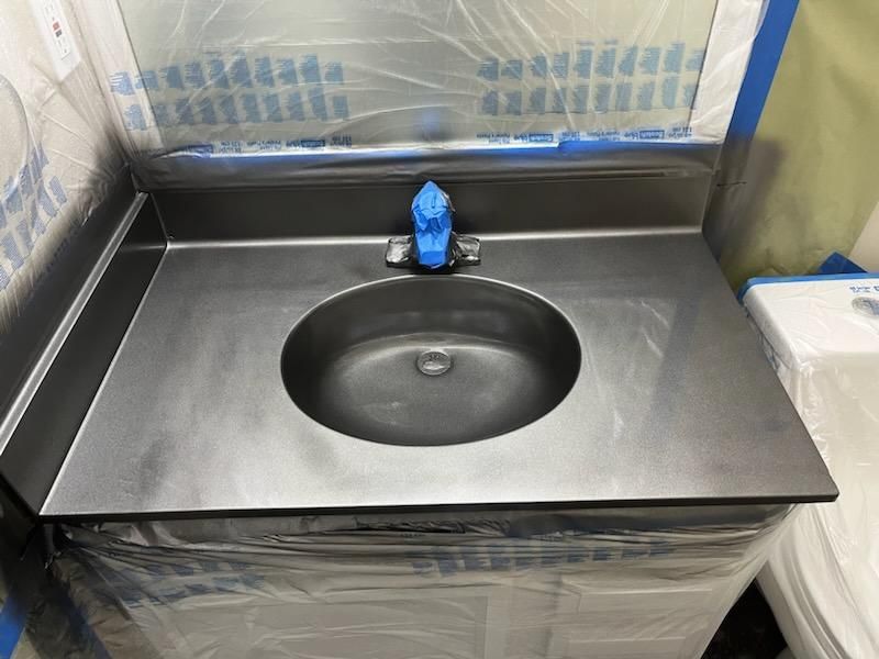 Sanding and refinishing bathroom countertops in Winston-Salem